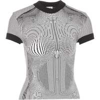 Tricouri Black And White Striped Viscose T-Shirt Femei