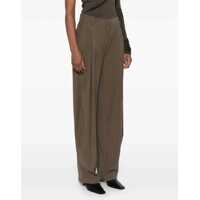 Pantaloni eleganti THE ANDAMANE Dama - Pantaloni eleganti THE ANDAMANE Khaki Wide Leg Viscose Trousers With Front Pleats KAKI Femei (BM 16751352) - B-mall.ro