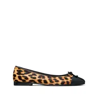 Balerini Brown Ballet Shoes With Cap Toe And Leopard Print In Leather Woman Femei