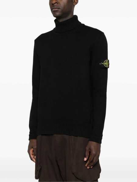 Pulovere Stone Island Stone Island Wool Blend Turtleneck Sweater Black Barbati (BM 16752584) 3