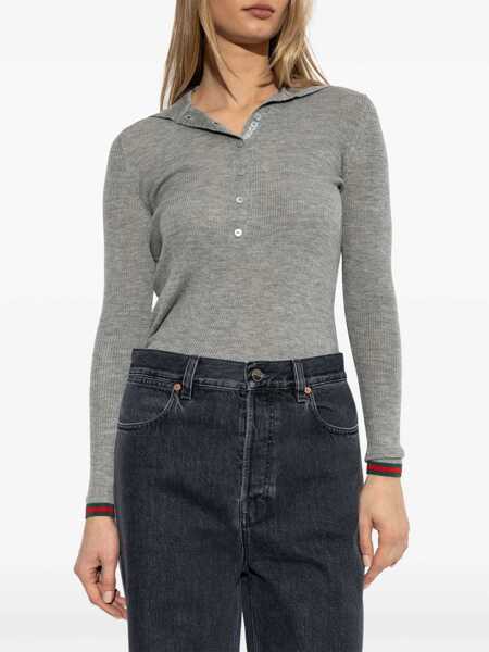 Tricouri Polo Gucci Cashmere Polo Shirt LIGHT GREY MEL/MC Femei (BM 16753815) 3
