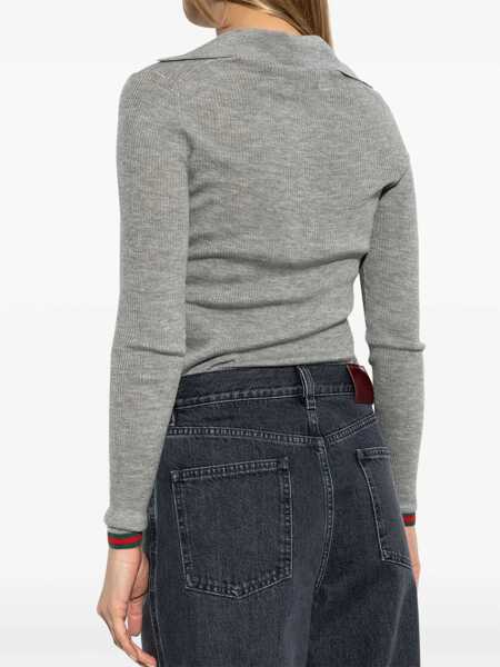 Tricouri Polo Gucci Cashmere Polo Shirt LIGHT GREY MEL/MC Femei (BM 16753815) 4