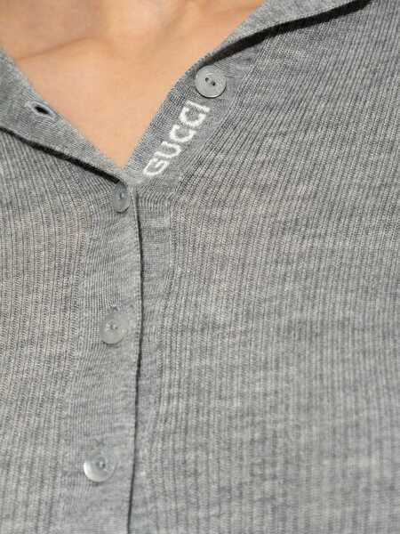 Tricouri Polo Gucci Cashmere Polo Shirt LIGHT GREY MEL/MC Femei (BM 16753815) 5