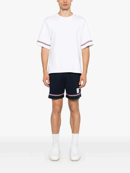 Tricouri Thom Browne White Crewneck T-Shirt With Rwb Detail On Neck And Sleeve In Cotton Man WHITE Barbati (BM 16757129) 2