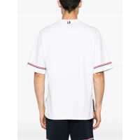 Tricouri Thom Browne pentru Barbati - Tricouri Thom Browne White Crewneck T-Shirt With Rwb Detail On Neck And Sleeve In Cotton Man WHITE Barbati (BM 16757129) - B-mall.ro