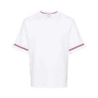 Tricouri White Crewneck T-Shirt With Rwb Detail On Neck And Sleeve In Cotton Man Barbati