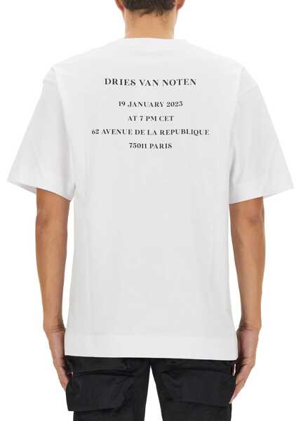 Tricouri Dries Van Noten Logo Print T-Shirt WHITE Barbati (BM 16758372) 3