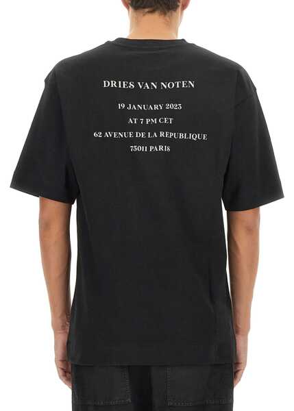 Tricouri Dries Van Noten T-Shirt With Logo BLACK Barbati (BM 16758375) 3
