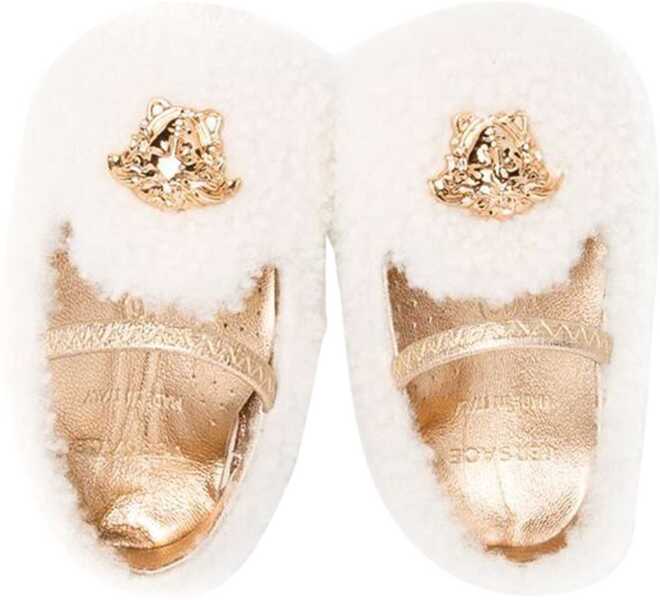 Balerini Versace Ballerine Medusa In Shearling WHITE Fete (BM 16760280) 2