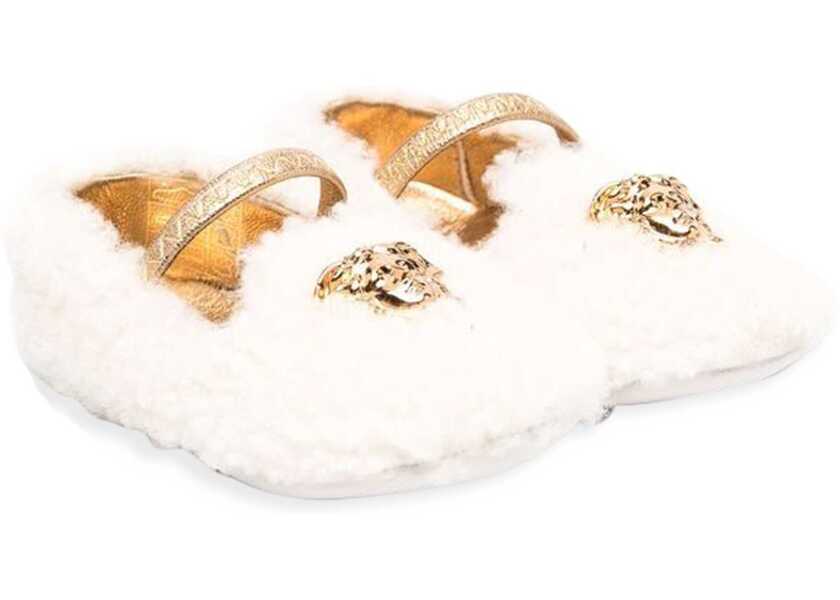 Balerini Versace Ballerine Medusa In Shearling WHITE Fete (BM 16760280) 3