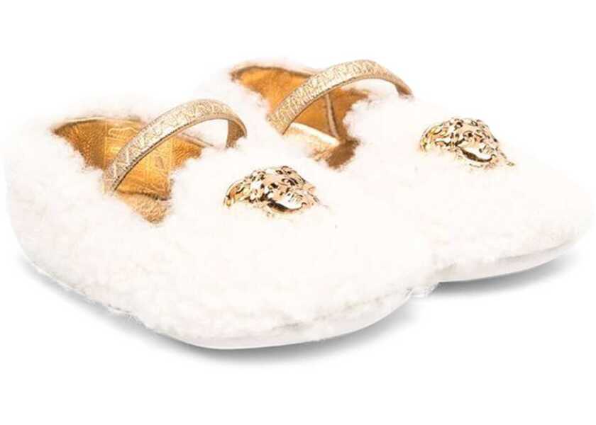 Balerini Versace Ballerine Medusa In Shearling WHITE Fete (BM 16760280) 1