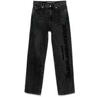 Blugi Alexander Wang Black Jeans With Logo Print On The Leg Femei