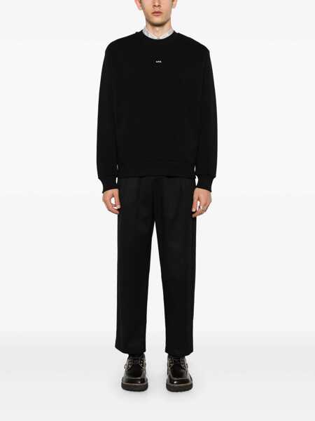 Pulovere A.P.C. A.P.C. Boxy Micro Logo Cotton Crew-Neck Sweatshirt Black Barbati (BM 16775759) 2