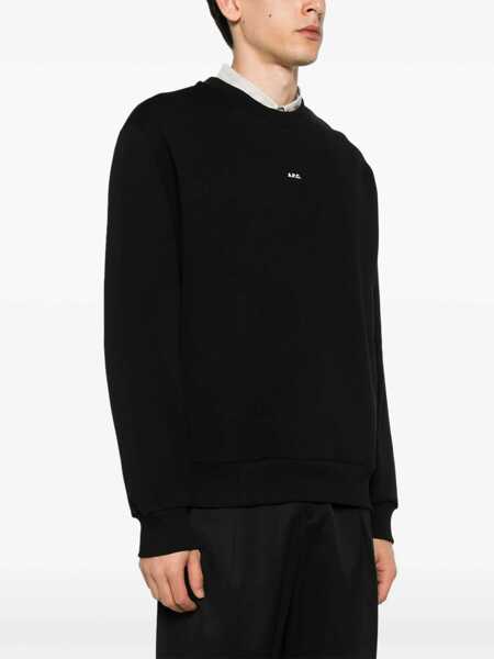 Pulovere A.P.C. A.P.C. Boxy Micro Logo Cotton Crew-Neck Sweatshirt Black Barbati (BM 16775759) 3