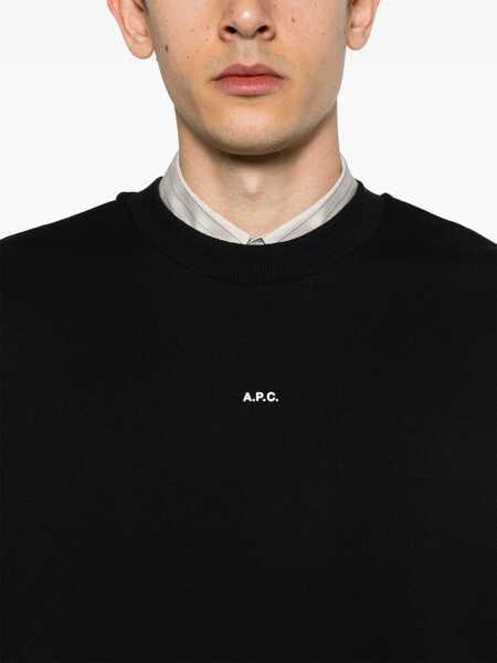 Pulovere A.P.C. A.P.C. Boxy Micro Logo Cotton Crew-Neck Sweatshirt Black Barbati (BM 16775759) 5
