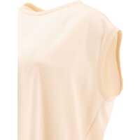 Tricouri Brunello Cucinelli Dama - Tricouri Brunello Cucinelli Brunello Cucinelli Stretch Silk Satin T-Shirt With Monili Beige Femei (BM 16776110) - B-mall.ro