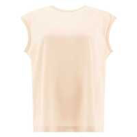 Tricouri Brunello Cucinelli Stretch Silk Satin T-Shirt With Monili Femei