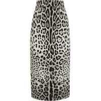 Fuste casual Leopard Print Charmeuse Longuette Skirt Femei