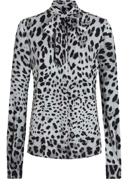 Bluze Dolce & Gabbana Leopard Print Bow Charmeuse Shirt ANIMALIER Femei (BM 16776444) 1