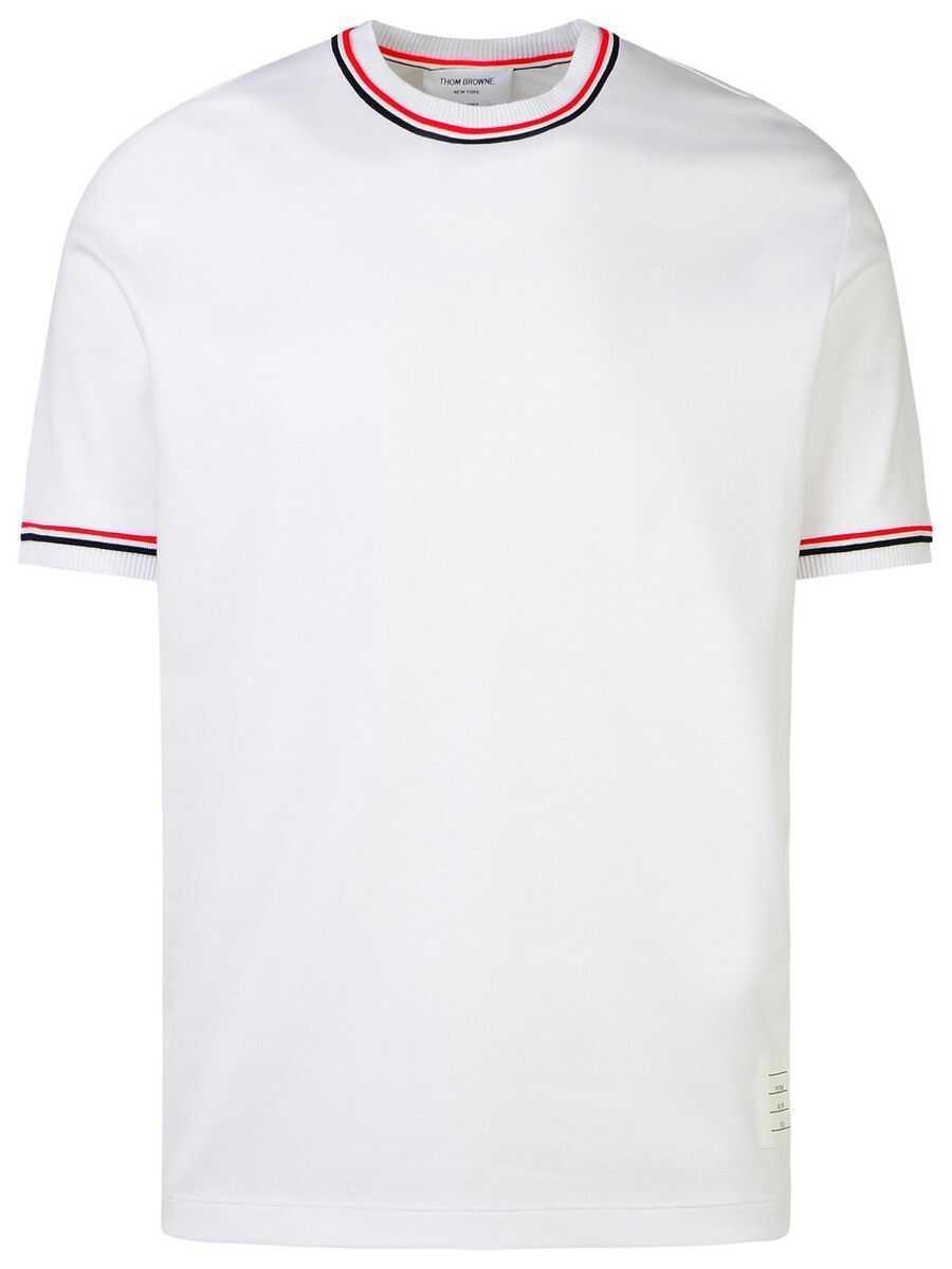 Tricouri Thom Browne Thom Browne Cotton Crew-Neck T-Shirt WHITE Barbati (BM 16779179) 1