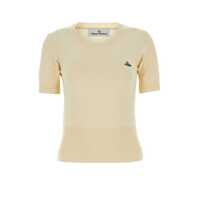 Tricouri 'Bea' Cream White Cropped T-Shirt With Orb Embroidery In Cotton And Cashmere Woman Femei