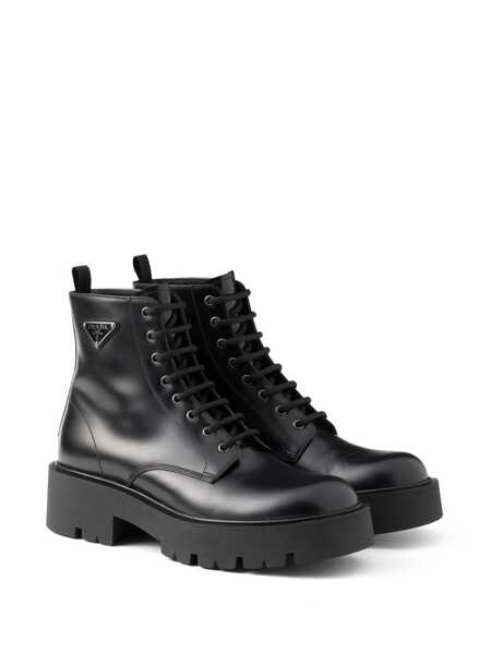 Bocanci Prada Prada Leather Lace-Up Boots Black Barbati (BM 16781471) 2