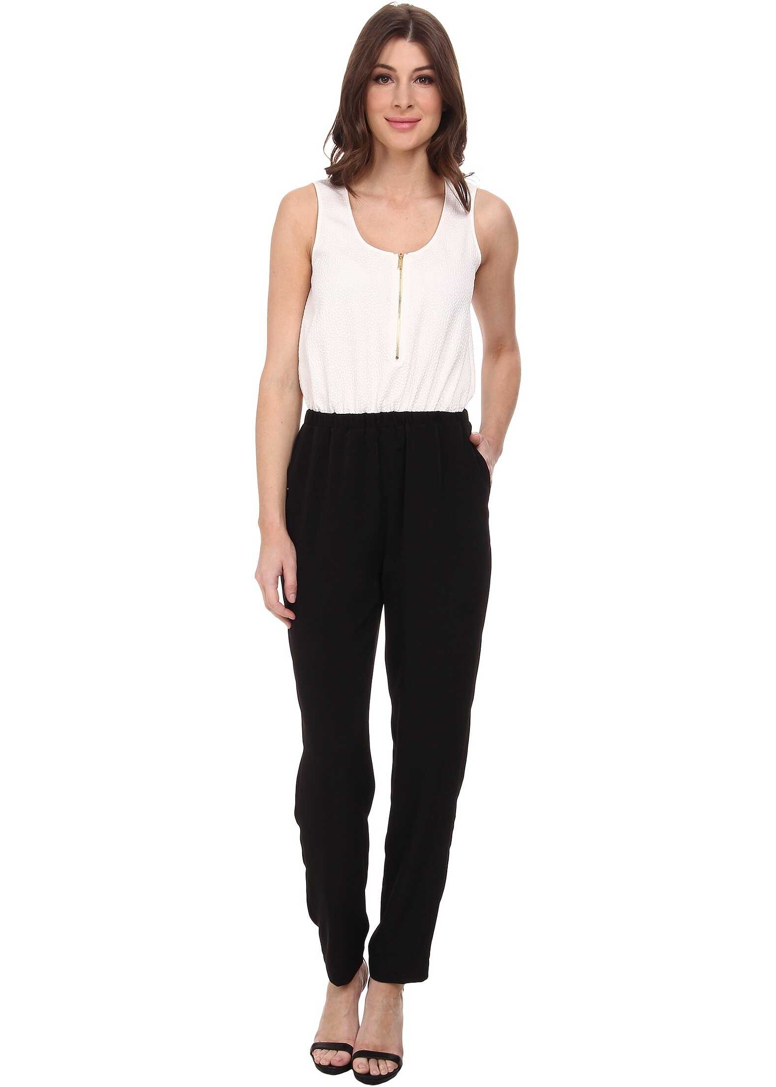 Salopeta Calvin Klein Pebble Crepe Color Block Jumpsuits Soft White