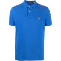 Tricouri Polo Blue Polo Shirt With Logo Embroidery In Cotton Piquet Man Barbati