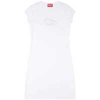 Rochii Diesel Mini White Dress With Oval D Cut Out Detail In Stretch Cotton Woman