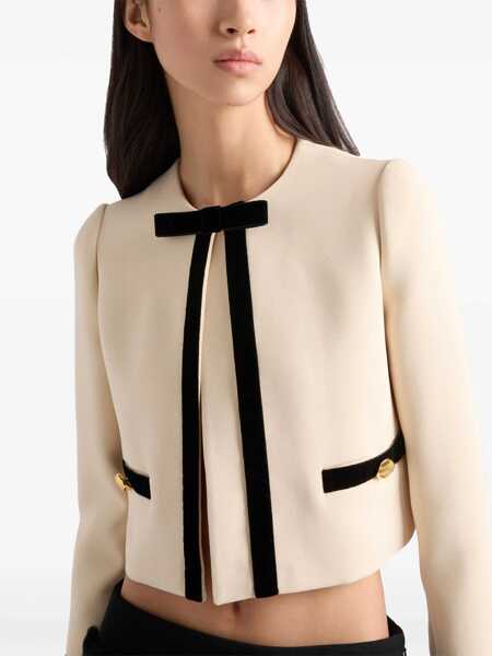 Geci Prada Prada Single-Breasted Jacket Beige Femei (BM 16786598) 4
