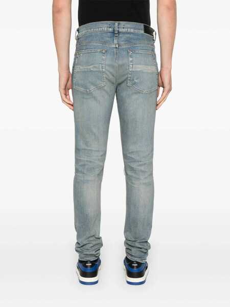 Blugi AMIRI Blue Ma Quand Jeans With Ripped Details On The Front And Logo Patch On The Rear In Denim Man BLUE Barbati (BM 16789388) 4