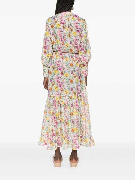 Costume de baie ANJUNA Lee Multicolor Crewneck Kaftan With All-Over Floral Motif And Waist Cord In Cotton And Silk Blend Woman MULTICOLOR Femei (BM 16790120) 4