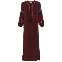 Rochii 'Nicoletta' Brown Long Dress With Long Puffed Sleeves And Belt In Linen Woman Femei