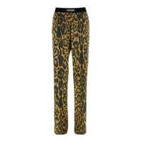 Pantaloni casual Multicolor Pants With Logo Patch On The Waist And All-Over Leopard Print In Silk Stretch Woman Femei