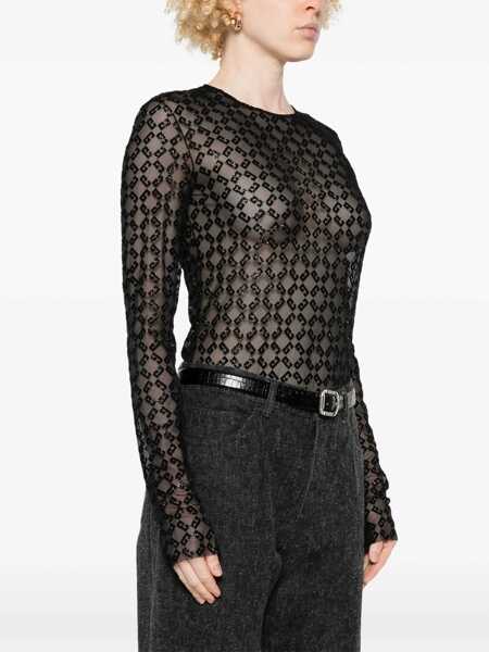 Body-uri Givenchy Monogram Tulle Bodysuit BLACK Femei (BM 16791297) 3
