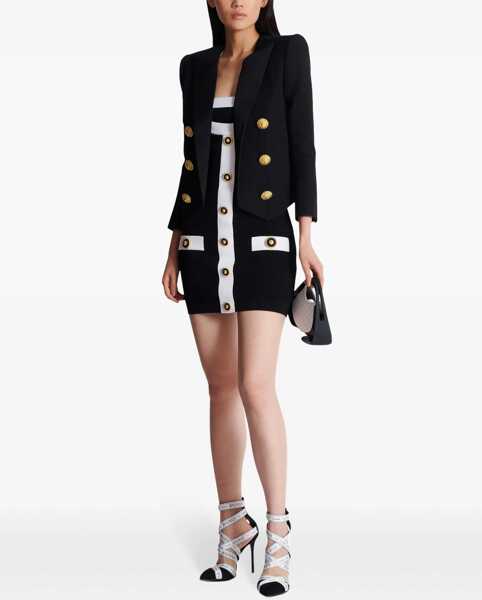 Rochii casual Balmain Two-Tone Dress With Open Back BLACK Femei (BM 16791567) 2