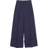 Pantaloni eleganti High-Waisted Wide Leg Pants In Silk And Wool Indigo Femei