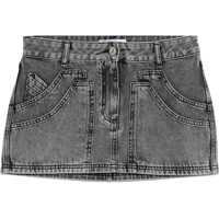 Fuste scurte Gray High-Waisted Slim Fit Denim Mini Skirt Femei