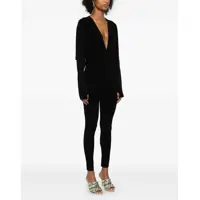 Salopete NORMA KAMALI Dama - Salopete NORMA KAMALI Black Slim Fit Long Sleeve V Neck Jumpsuit BLACK Femei (BM 16793061) - B-mall.ro