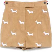 Pantaloni scurti Khaki Corduroy Shorts With White Dog Pattern Femei