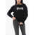 R13 Solid Color Crewneck Sweater With Contrasting Detail Black