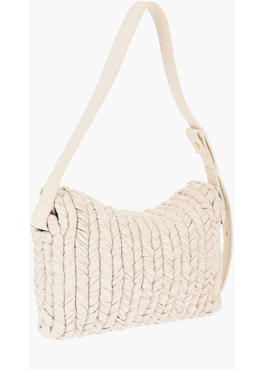 Genti de umar Nanushka Braided Effect Faux Leather Bag Beige Femei (BM 16796151) 2