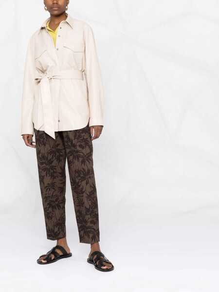 Camasi casual Nanushka Faux Leather Artha Overshirt With Belt Beige Femei (BM 16796154) 2
