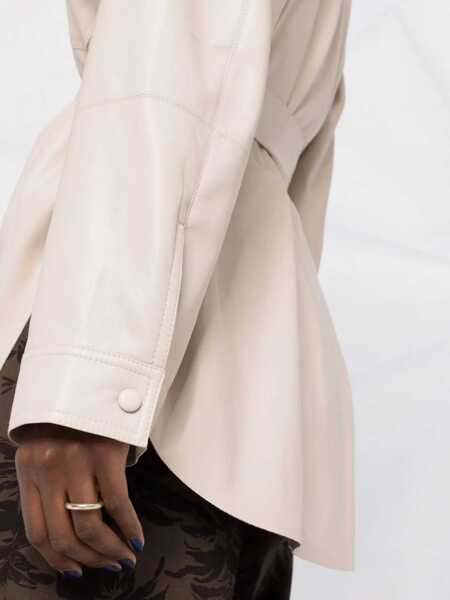 Camasi casual Nanushka Faux Leather Artha Overshirt With Belt Beige Femei (BM 16796154) 3