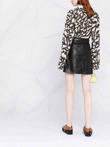 Fuste scurte Nanushka Faux Leather Meda Mini Skirt With Front Buttoning And Belt Black Femei (BM 16796157) 4