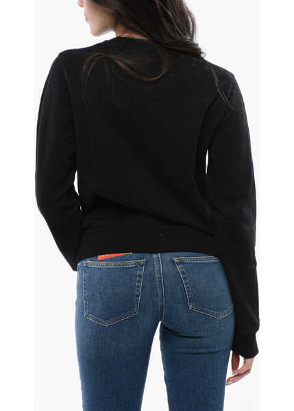 Bluze de trening Diesel Red Tag Cotton F-Reggy-Poff Crew-Neck Sweatshirt With Fronta Black Femei (BM 16796181) 2
