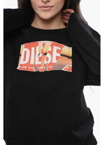 Bluze de trening Diesel Red Tag Cotton F-Reggy-Poff Crew-Neck Sweatshirt With Fronta Black Femei (BM 16796181) 3