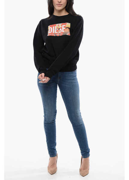 Bluze de trening Diesel Red Tag Cotton F-Reggy-Poff Crew-Neck Sweatshirt With Fronta Black Femei (BM 16796181) 4