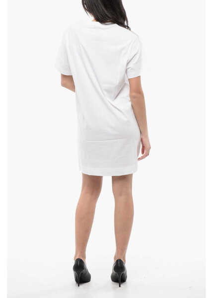 Rochii scurte Diesel Cotton D-Egor Tee Dress With Embossed Print White Femei (BM 16796184) 2