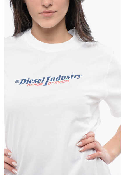 Rochii scurte Diesel Cotton D-Egor Tee Dress With Embossed Print White Femei (BM 16796184) 3